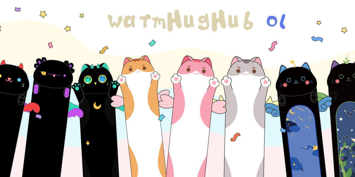 Warmhughub Adorable Long Cat Plush Pillow Description