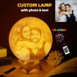 Custom 3D Moon Lamp with Photo & Text