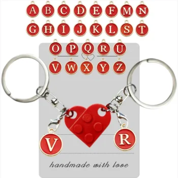 Personalized Brick Heart Keychain for Couples