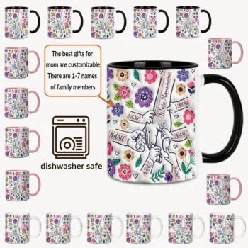 Inflated Effect Custom Mug Name & Flowers